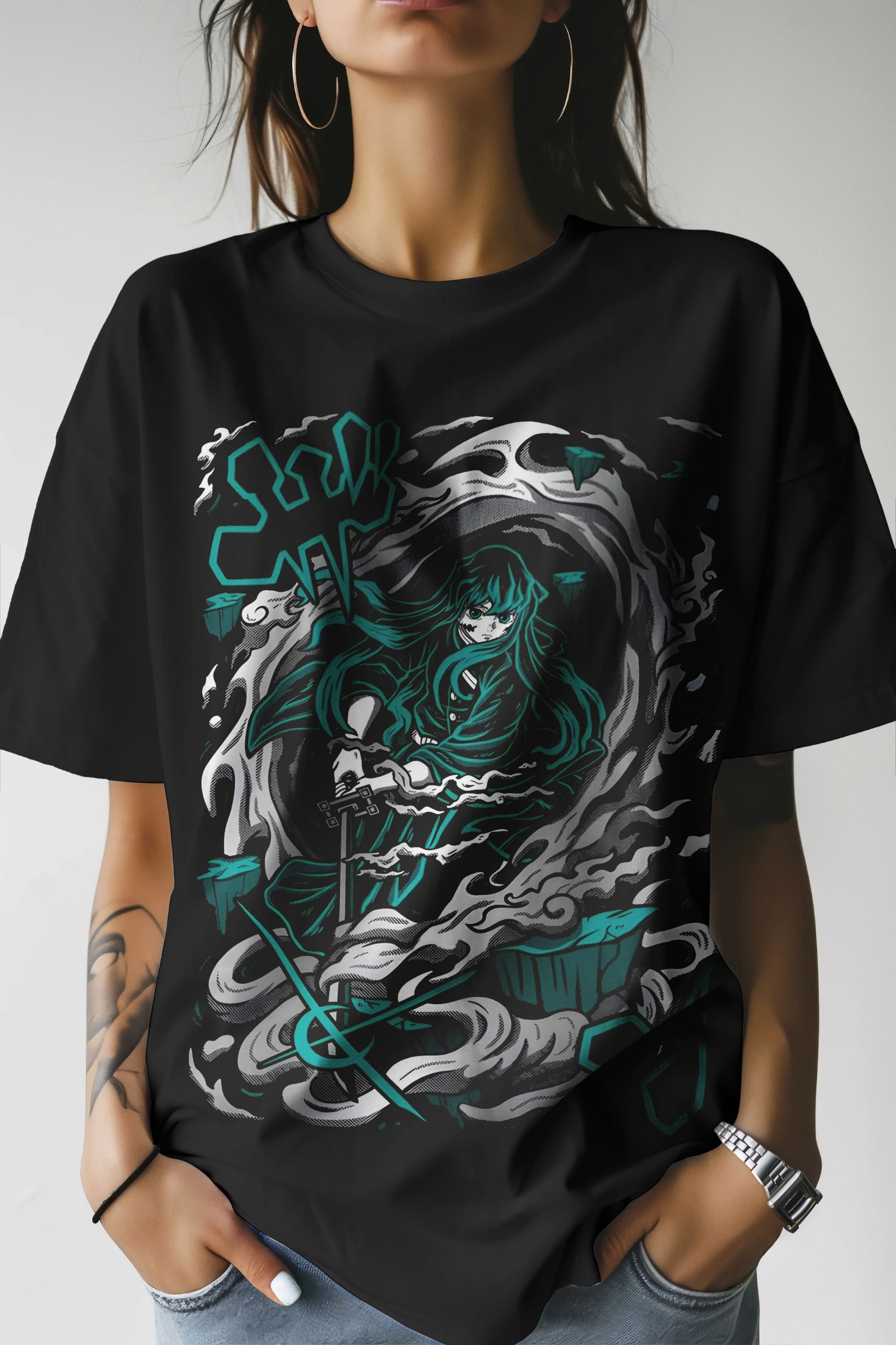 Girl Wearing Demon Slayer Muichiro Tokito Mist Hashira Shirt